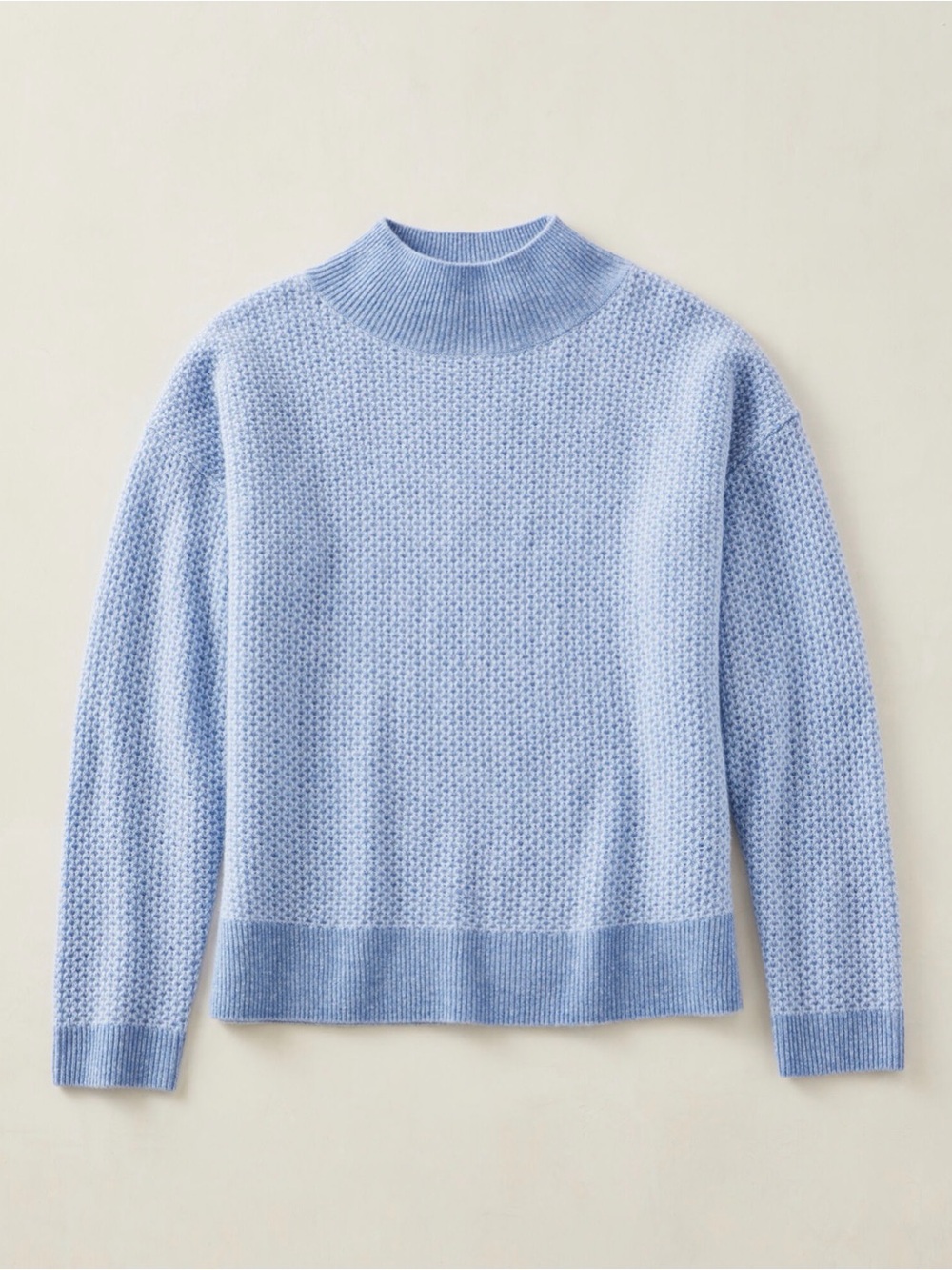 Light Blue Textured Mock Neck Sweater